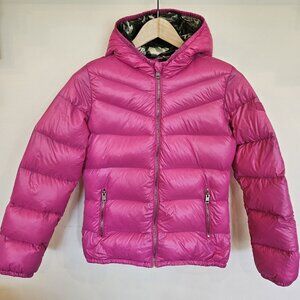 Diesel Youth Large Pink Puffer Jacket Hooded Nylon Winter Coat Size 14/16